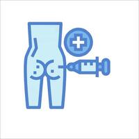 A blue icon of a man with a syringe and a needle vector