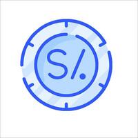 A blue and white icon with the word s vector