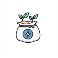 A bag with plants and a lightning bolt vector