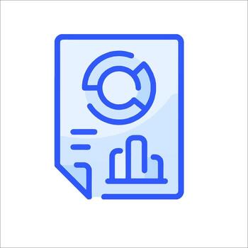 un azul icono de un documento con un circulo en eso vector