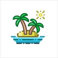 Tropical island with palm trees and sun illustration vector