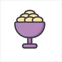 A bowl of popcorn with a line icon vector