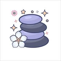 A stack of stones with a flower on top vector