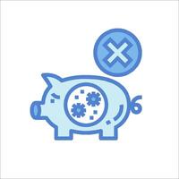 Piggy bank icon with a tick and a cross vector