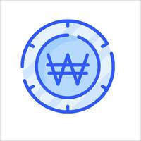 A blue and white icon of a w vector