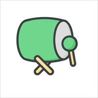 A green drum with a stick on it vector