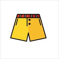 A yellow shorts with red and black stripes vector