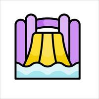 A cartoon water slide with a yellow and purple background vector