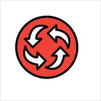 A red circle with three arrows in it vector