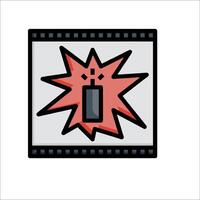 A film strip with a red explosion icon vector