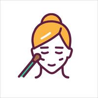 A woman with a brush in her hand and a face mask vector