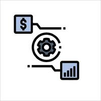 A graphic of a dollar sign and a gear vector