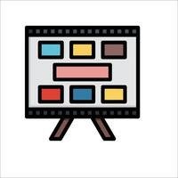 A film reel on a stand with a picture on it vector