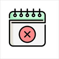 A calendar icon with an x on it vector