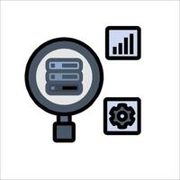A magnifying glass and a computer icon vector