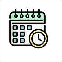 Calendar icon with clock and calendar vector