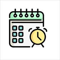 Calendar icon with clock and calendar vector