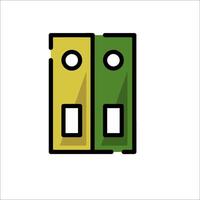 A green and yellow file cabinet icon vector