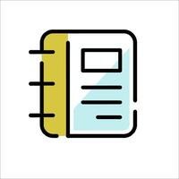 A notebook icon with a pen and paper vector