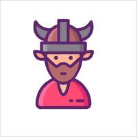 A cartoon viking man with horns on his head vector
