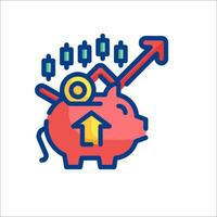 A piggy bank with an arrow going up and a dollar sign vector