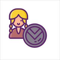 A girl with a check mark on her forehead vector