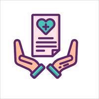 Two hands holding a paper with a heart on it vector