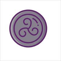 A purple and white logo with a symbol on it vector