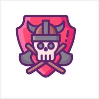 A skull with a helmet and two crossed axes vector