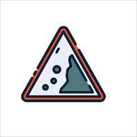 A triangle with a mountain on it and a warning sign vector