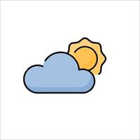 A cartoon sun and cloud icon on a white background vector