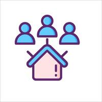 A house with people in it and a group of people around it vector