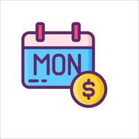 A calendar with a dollar coin and a month vector