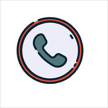 un teléfono icono en un circulo con un rojo frontera vector