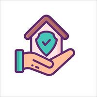 A hand holding a house with a check mark on it vector