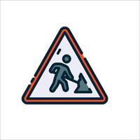 A warning sign with a man walking on the ground vector