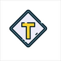 A yellow and blue square with the letter t vector
