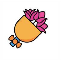 A flower bouquet with a bow on it vector