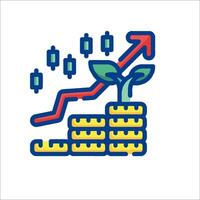 A green plant growing on top of a stack of coins vector