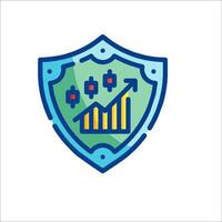 A shield with a graph and an arrow vector