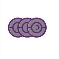 A purple and gray circle with a question mark vector