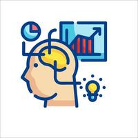 A person with a brain and a light bulb vector