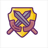 A shield with two crossed swords on it vector