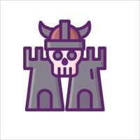 A skull with a helmet and a castle in the background vector