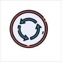 A circular icon with arrows pointing in different directions vector