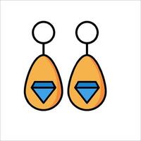 A pair of earrings with a blue diamond on one side vector