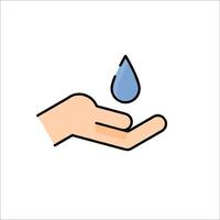 Hand with water drop icon illustration vector