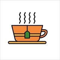 A cup of tea with a green label on it vector