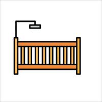 A wooden crib with a lamp on top vector