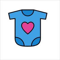 A blue bodysuit with a pink heart on it vector
